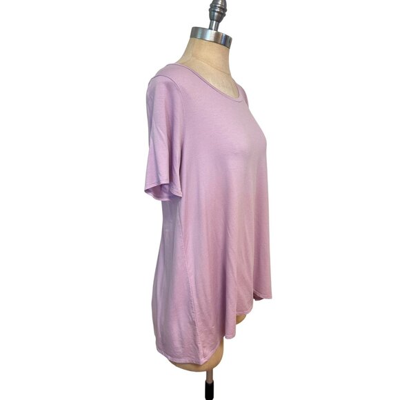 Eileen Fisher Womens Lilac Short-Sleeve T-Shirt S/P Soft Lightweight Knit - Picture 2 of 4